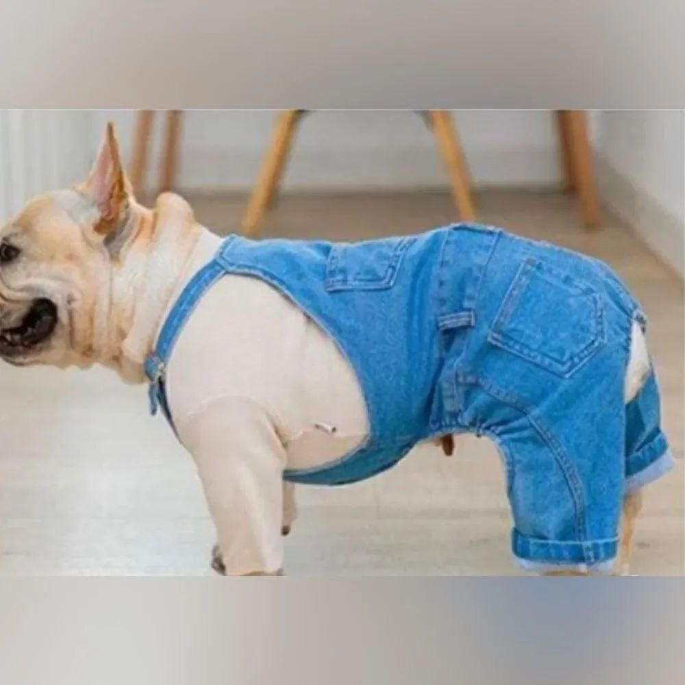 BLUE JEANS DOG OVERALLS Size Small